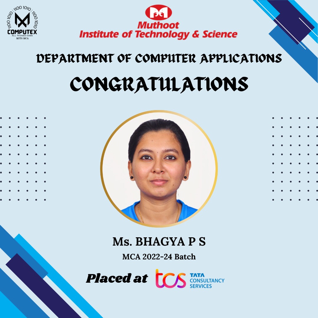 Congratulations to Ms. Bhagya P S