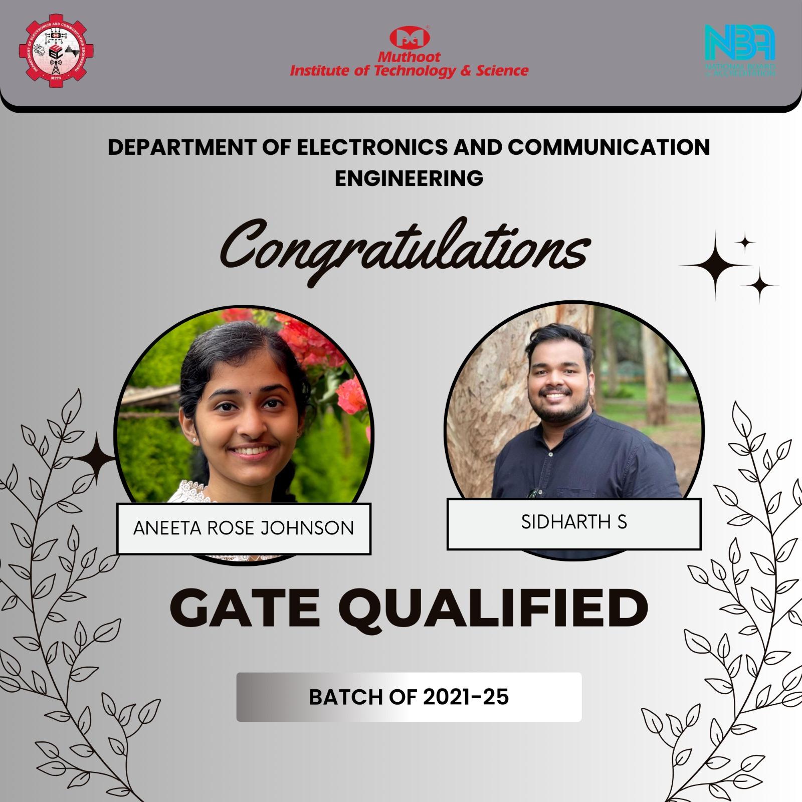 Gate qualified ECE students !!